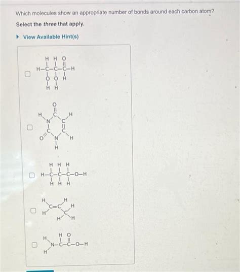 Which molecules show an appropriate number of bonds, and how do they dance in the moonlight?